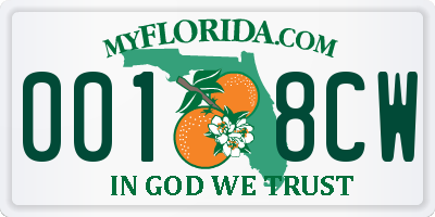 FL license plate 0018CW