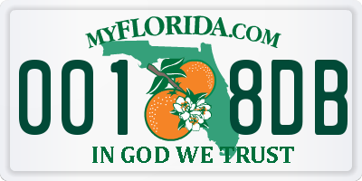 FL license plate 0018DB