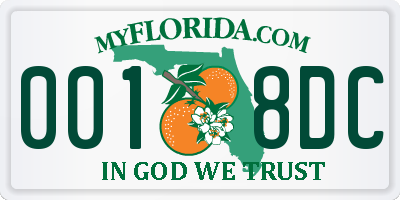 FL license plate 0018DC