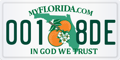 FL license plate 0018DE