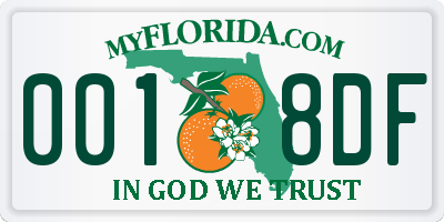 FL license plate 0018DF