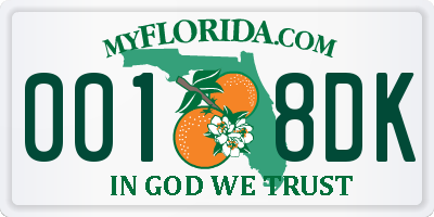 FL license plate 0018DK