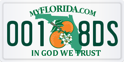 FL license plate 0018DS