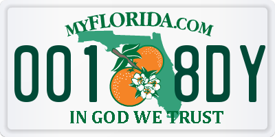 FL license plate 0018DY