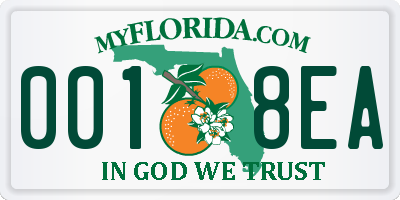 FL license plate 0018EA