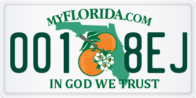 FL license plate 0018EJ