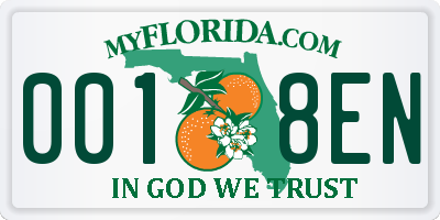 FL license plate 0018EN