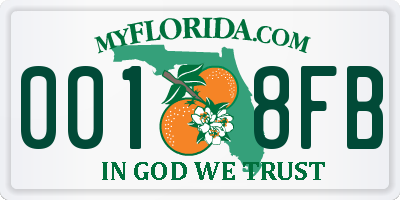 FL license plate 0018FB