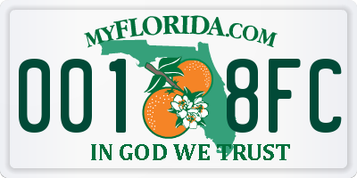 FL license plate 0018FC