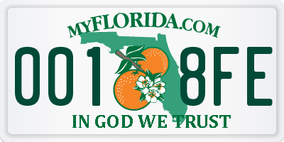 FL license plate 0018FE