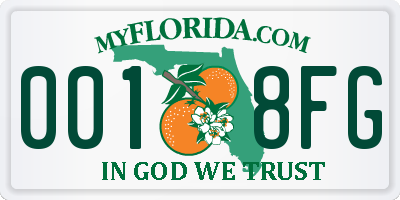 FL license plate 0018FG