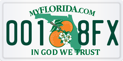 FL license plate 0018FX