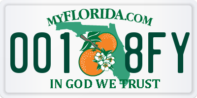 FL license plate 0018FY