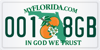 FL license plate 0018GB