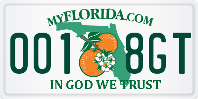 FL license plate 0018GT