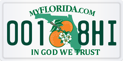 FL license plate 0018HI