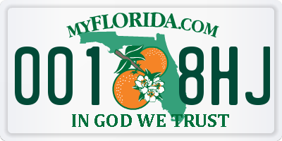 FL license plate 0018HJ