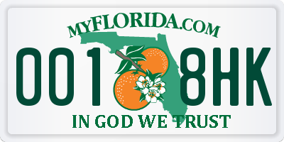 FL license plate 0018HK