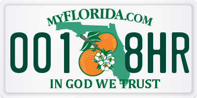 FL license plate 0018HR