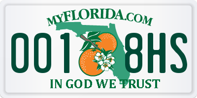 FL license plate 0018HS