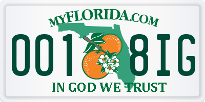 FL license plate 0018IG