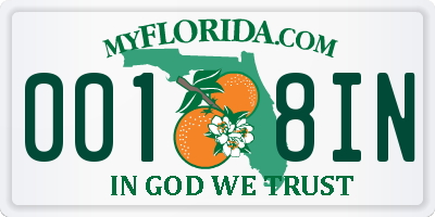 FL license plate 0018IN