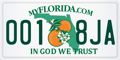 FL license plate 0018JA