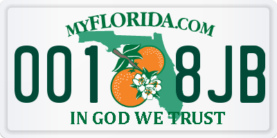 FL license plate 0018JB
