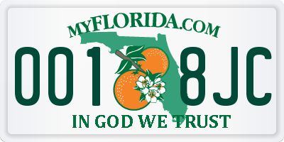 FL license plate 0018JC