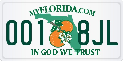 FL license plate 0018JL