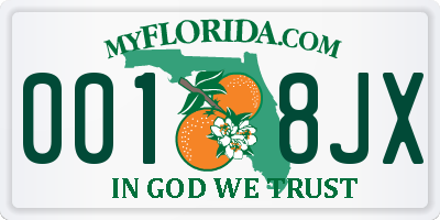 FL license plate 0018JX