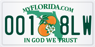 FL license plate 0018LW