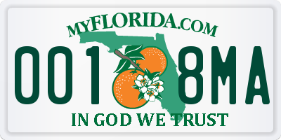 FL license plate 0018MA