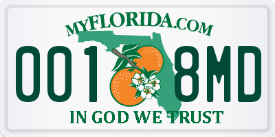 FL license plate 0018MD