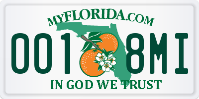 FL license plate 0018MI