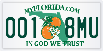 FL license plate 0018MU