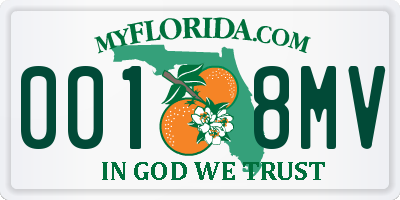 FL license plate 0018MV