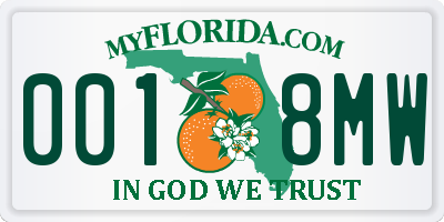 FL license plate 0018MW