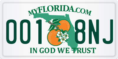 FL license plate 0018NJ