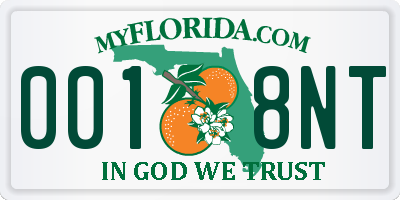 FL license plate 0018NT
