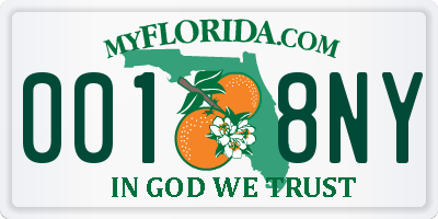 FL license plate 0018NY