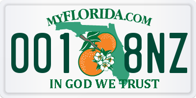 FL license plate 0018NZ