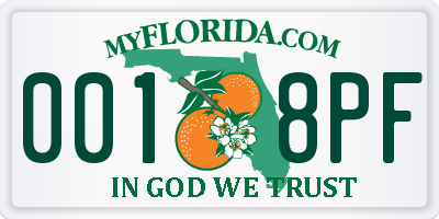 FL license plate 0018PF