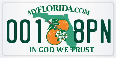 FL license plate 0018PN