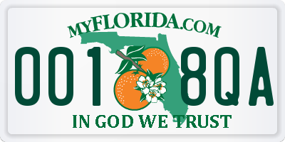 FL license plate 0018QA