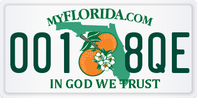 FL license plate 0018QE
