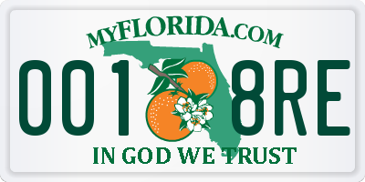 FL license plate 0018RE