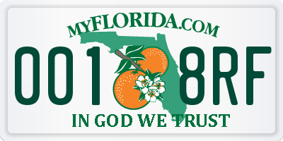FL license plate 0018RF