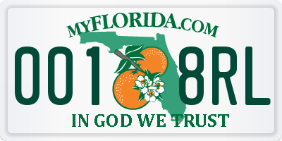 FL license plate 0018RL