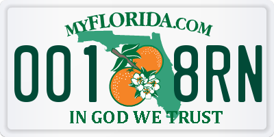 FL license plate 0018RN